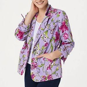 Susan Graver Purple Floral Blazer (Size 14)